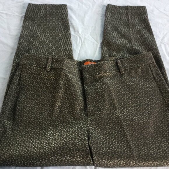 Joe Fresh Women Size 12 Ankle Pants Slacks Tan Gray Brocade Inseam 28 Slim Leg - Picture 6 of 10